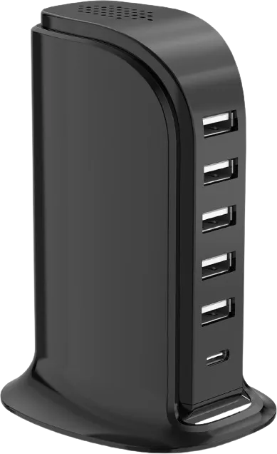 USB Charger Block with Type C, 6-Port Charger